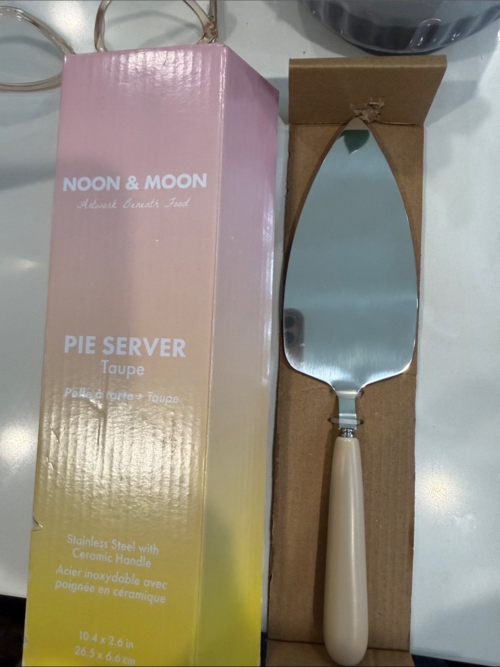 Taupe Ceramic-Handle Pie Server